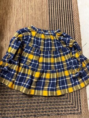 Hanna Andersson Yellow and Navy Plaid Girls Top
